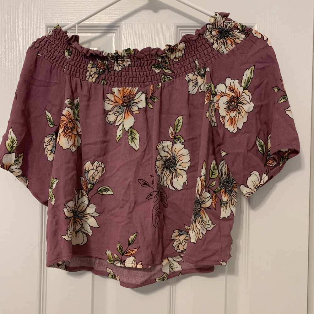 NWOT Purple Floral Ruffle Top - Picture 5 of 5